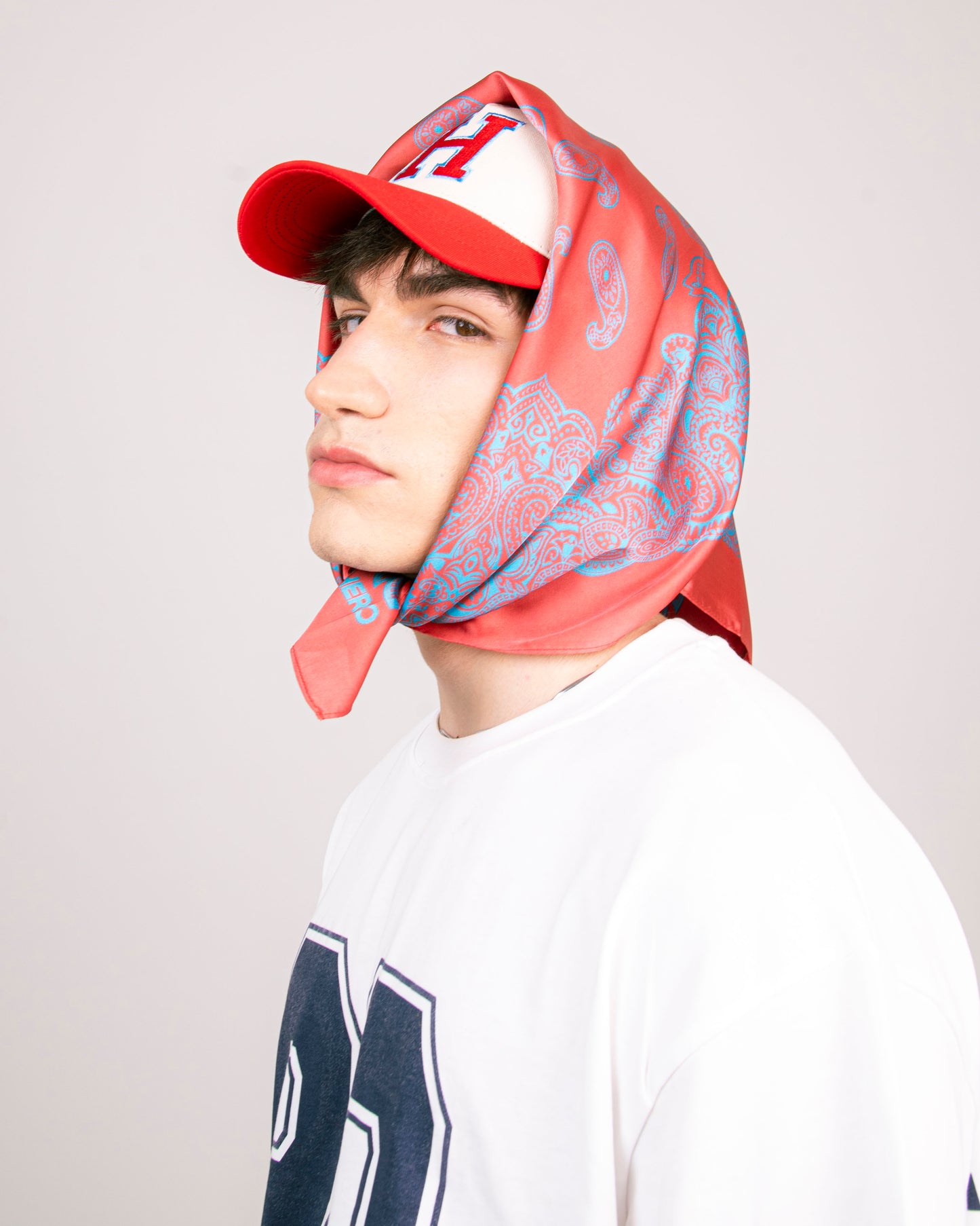 Hero Foulard - Paisley Red&LightBlue