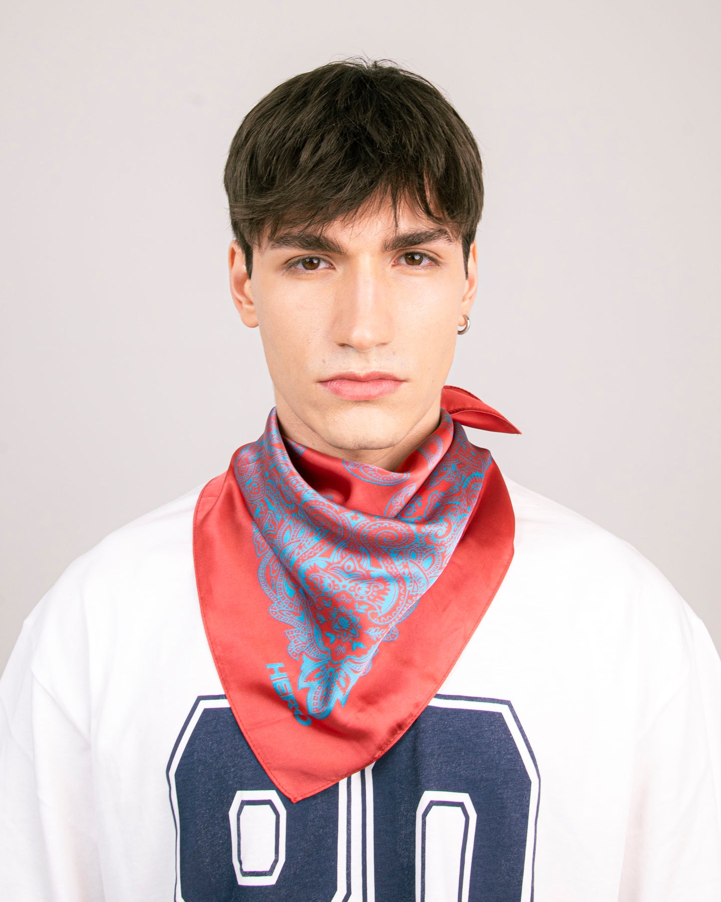 Hero Foulard - Paisley Red&LightBlue