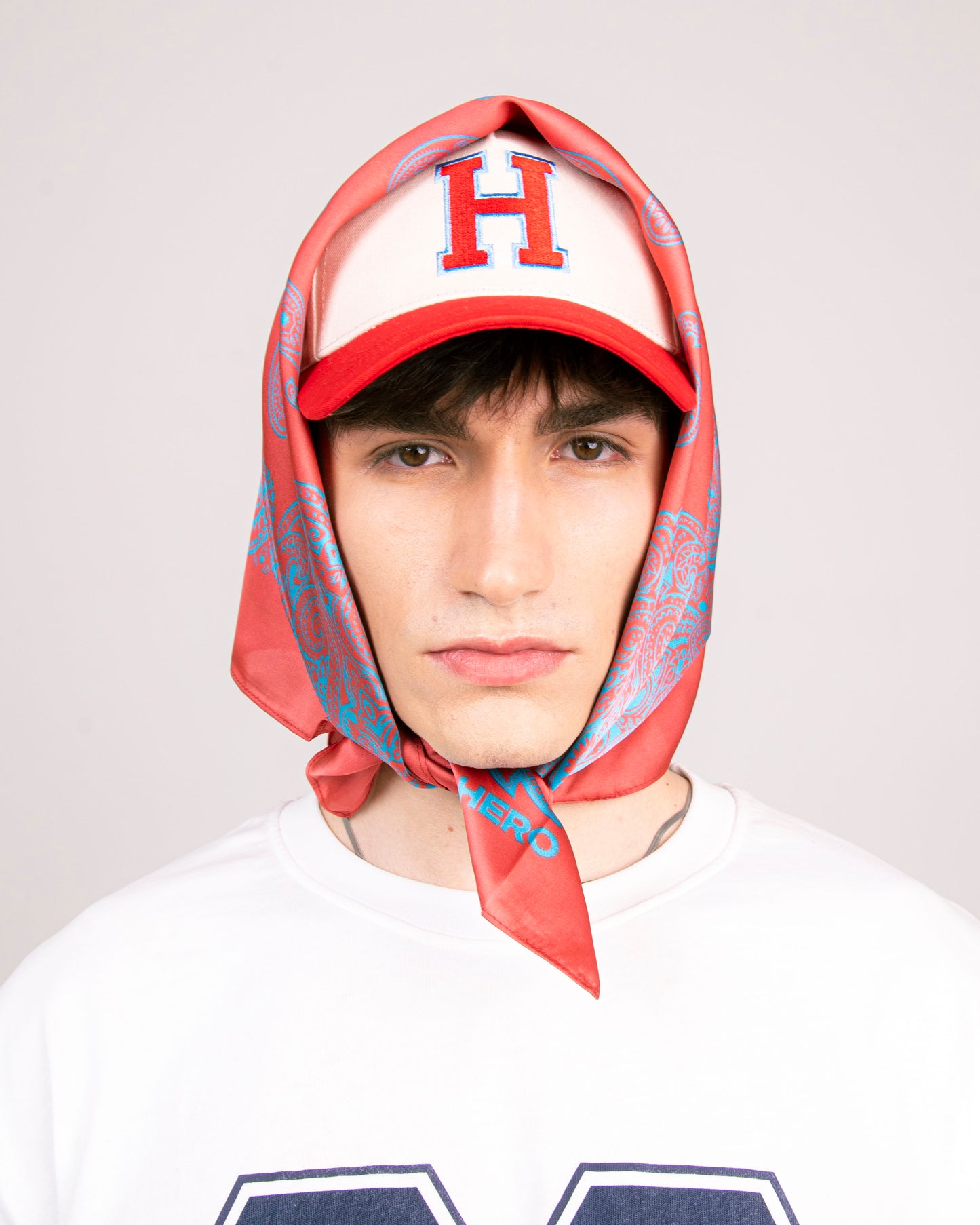 Hero Foulard - Paisley Red&LightBlue